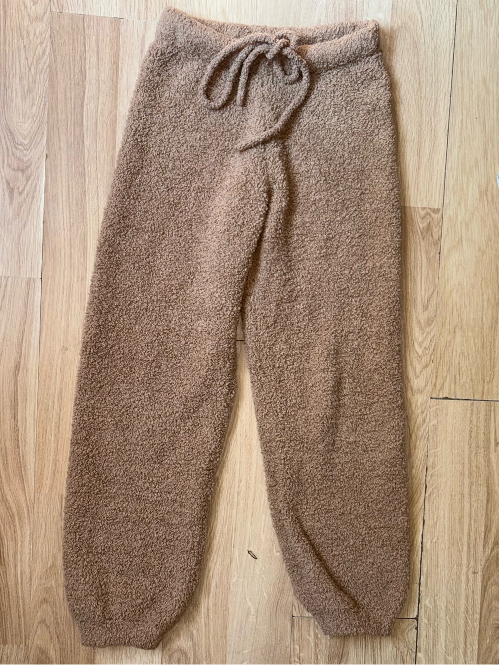 Skims Sherpa Teddy Jogger Pants S/M Tan/Brown Drawstring